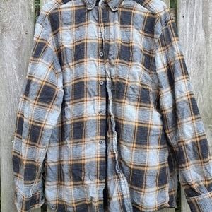 Men's Wolverine Yellow/Black/Gray Plaid Button Up L